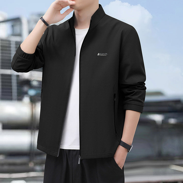Men's Lightweight Everyday Softshell Jacket with Stand-Up Collar, Wind-Resistant Membrane and Zipper Pockets Amarae