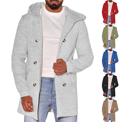 Trendy coat for men with removable hood and double-breasted buttons Amarae