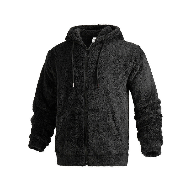 Cozy fleece jacket for men with high collar and kangaroo pockets Lune London