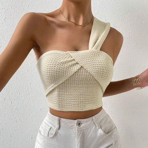 Haut court élégant pour femme avec une sangle unilatérale et un charmant plissé Chic & Stil