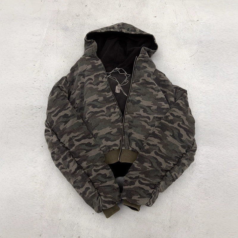 Veste bomber camouflage décontractée pour femmes avec col montant et fermeture éclair Chic & Stil