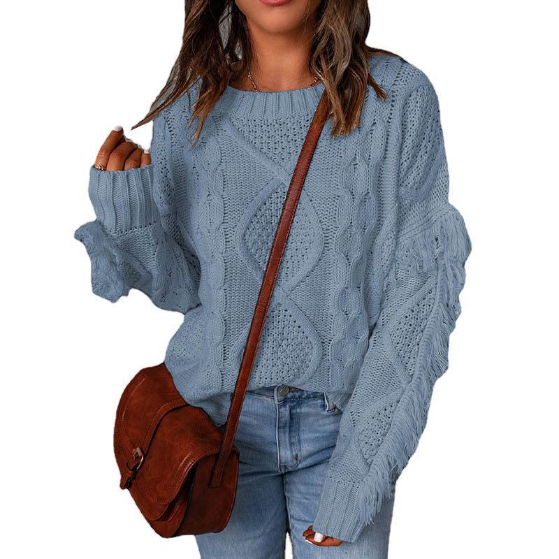 Chunky knit sweater for women with drop shoulders and elastic edges Lune London