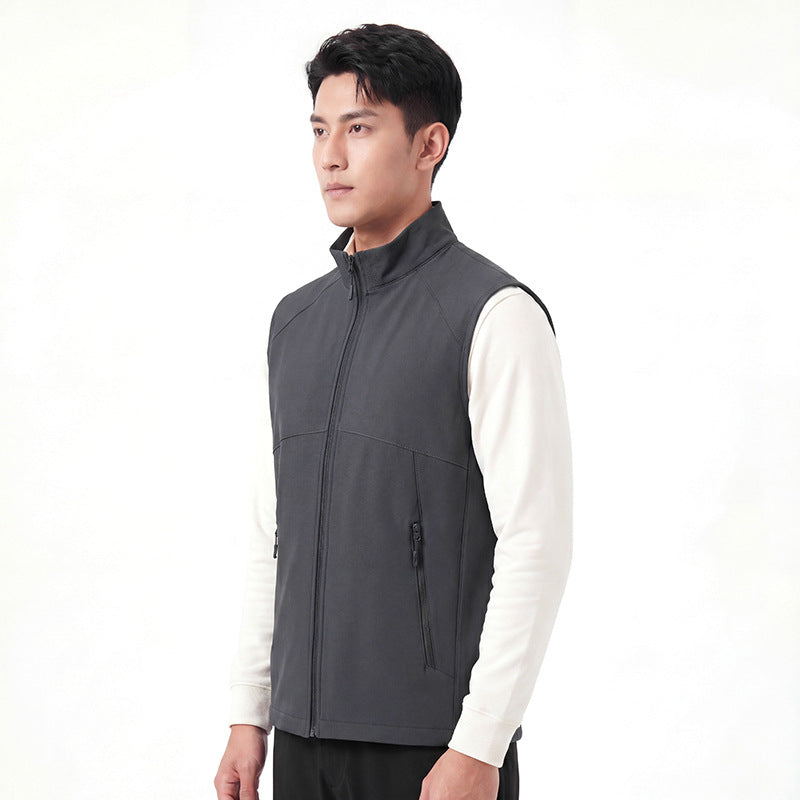 Men's softshell vest with stand-up collar, windproof performance softshell and structured inner side Amarae