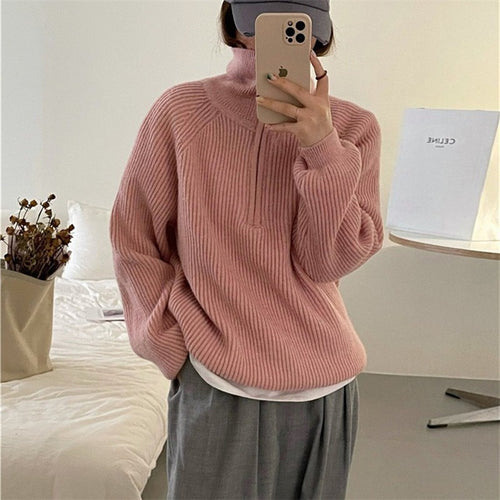 Cozy hoodie for women with high zip Amarae
