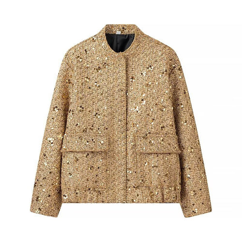 Functional jacket for women with sparkling Lurex and practical pockets Amarae