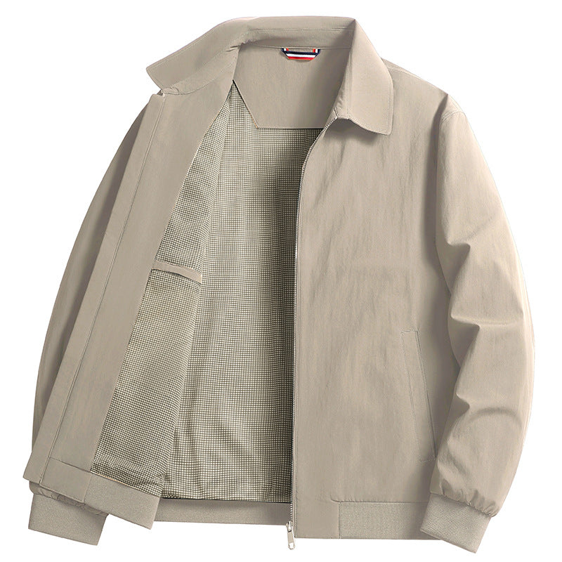 Men's Lightweight Windbreaker with Checked Lining, Full Zip and Ribbed Cuffs Amarae
