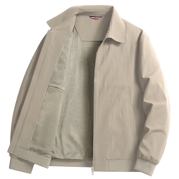 Men's Lightweight Windbreaker with Checked Lining, Full Zip and Ribbed Cuffs Amarae