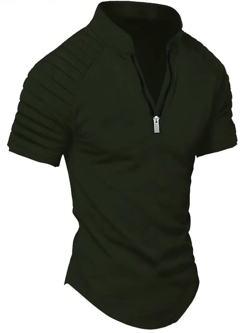Short Sleeve Sports T-Shirt for Men with Structured Zipper Lune London
