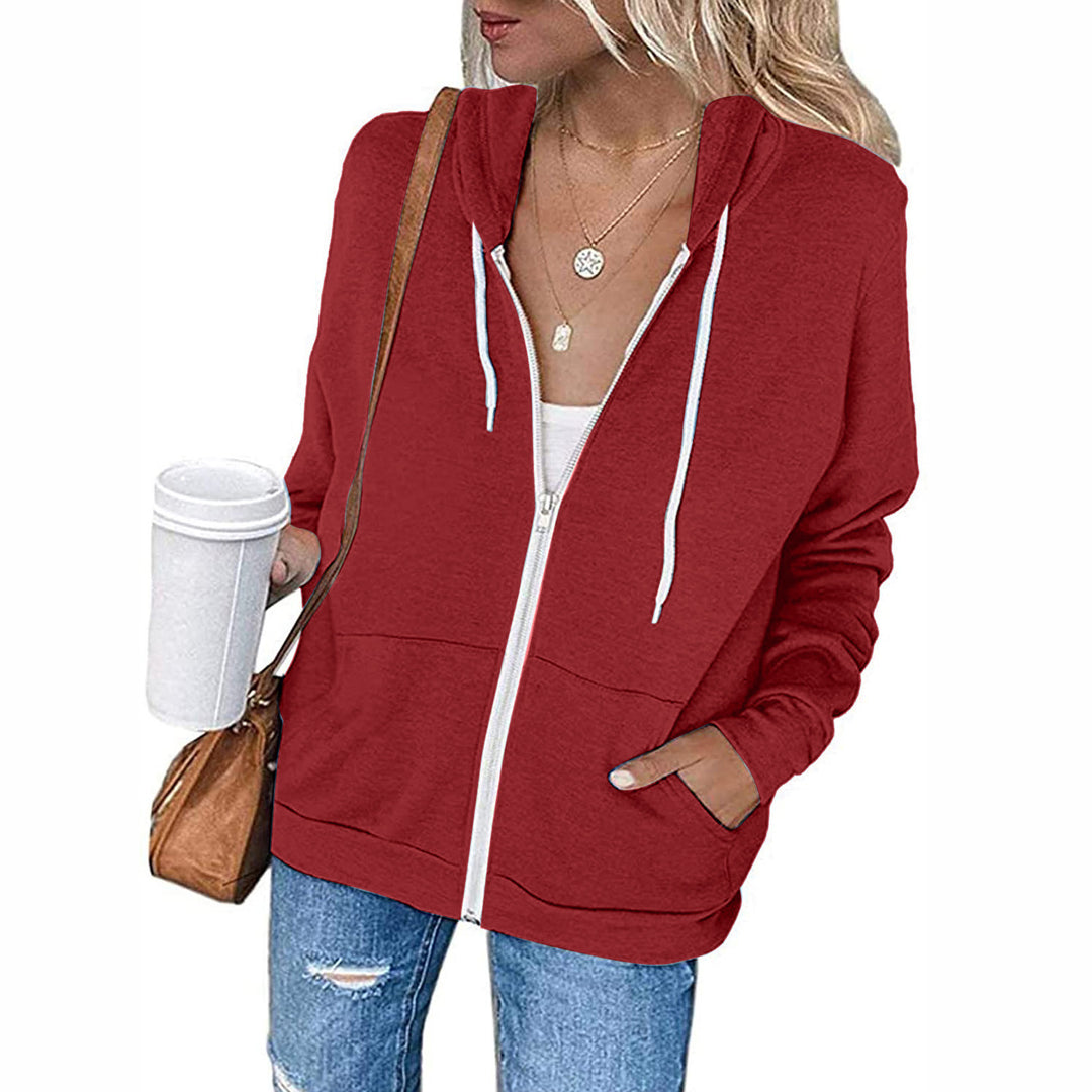 Ladies casual hoodie jacket with full zip and practical pockets Lune London