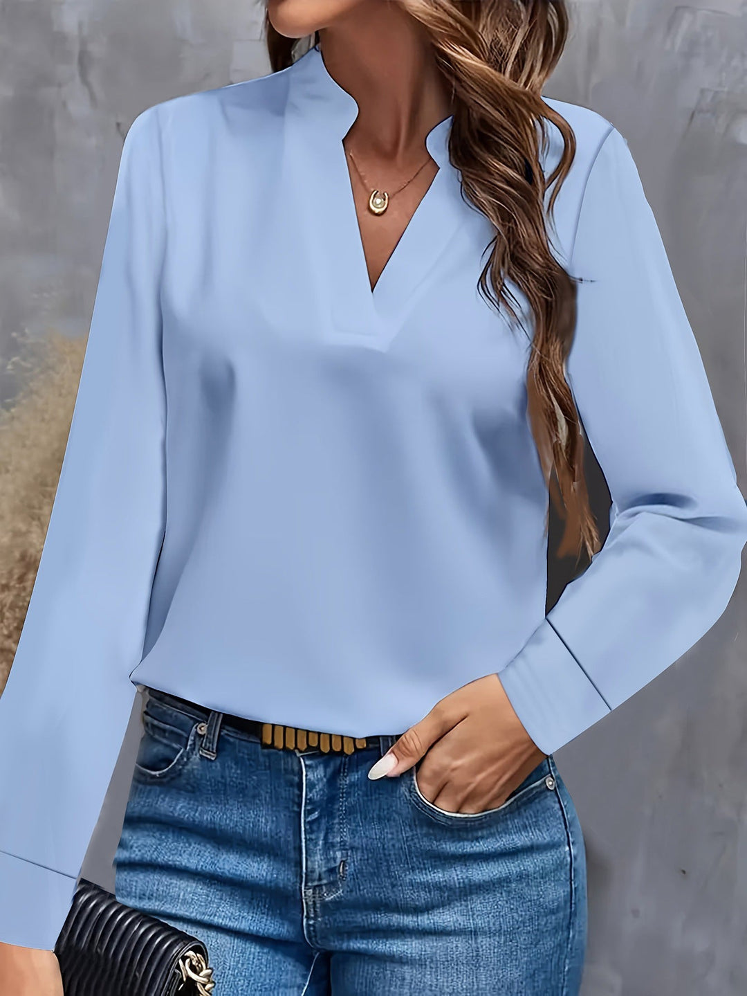 Women’S Blouse with Stand-Up Collar and Long Sleeves Lune London