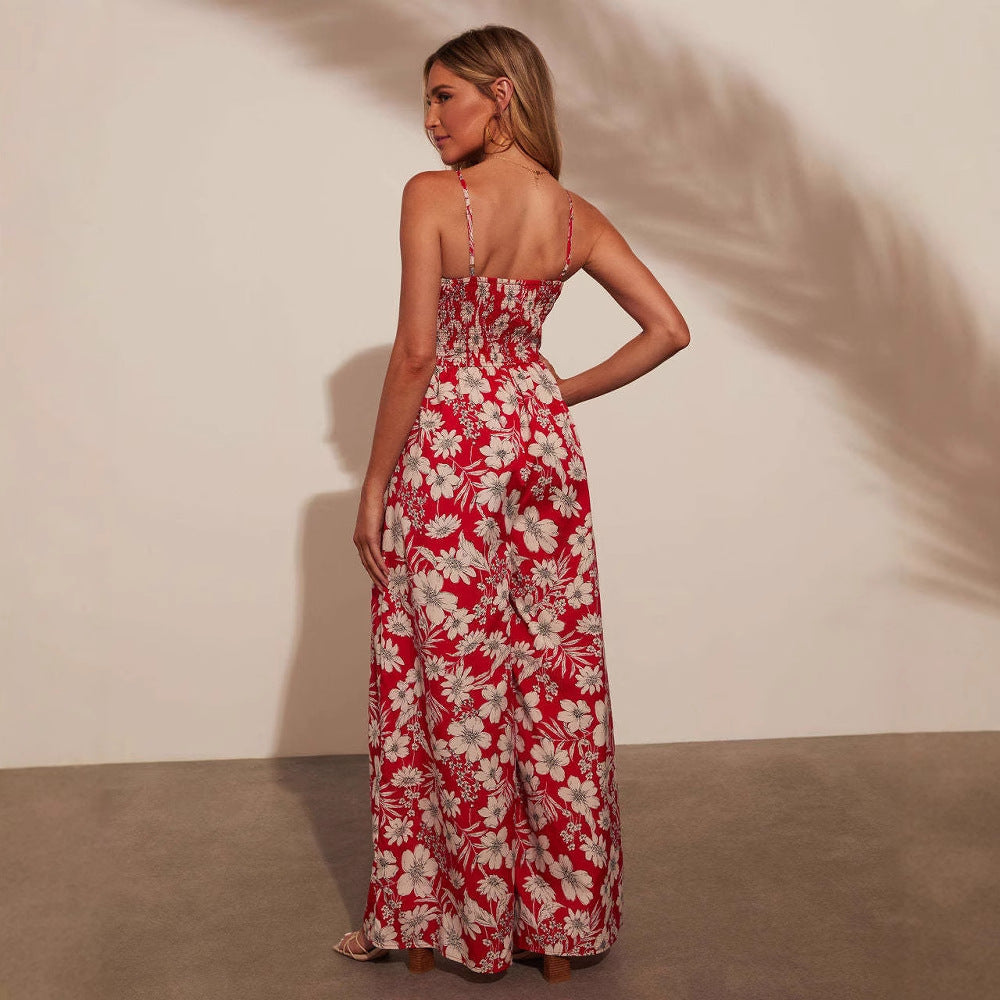 Women's maxi dress with floral design and elastic waist Lune London