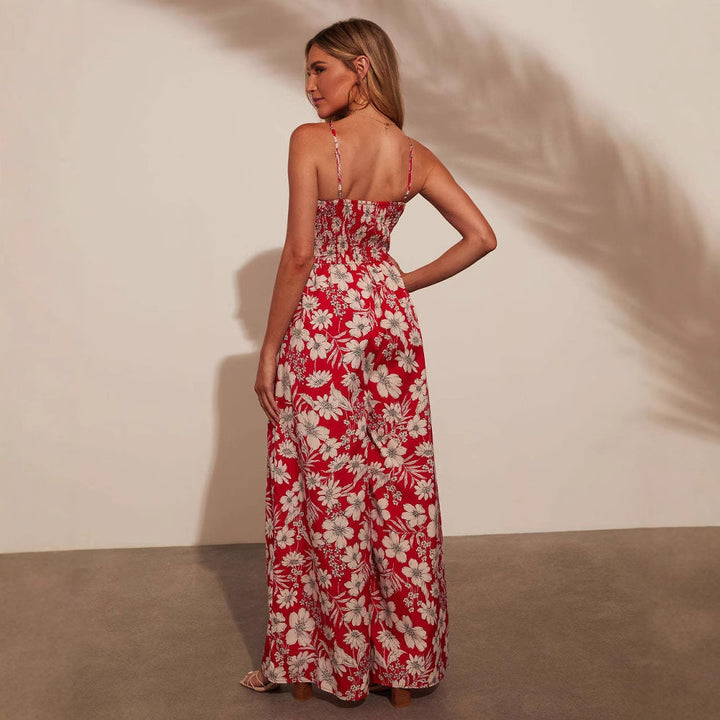 Women's maxi dress with floral design and elastic waist Lune London
