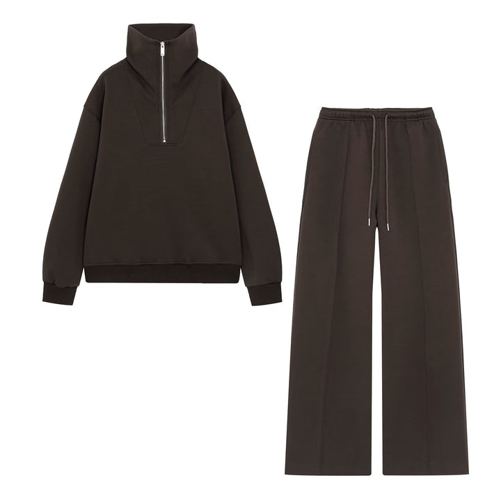 Women's oversized sweatshirt with high stand-up collar and half zip Amarae