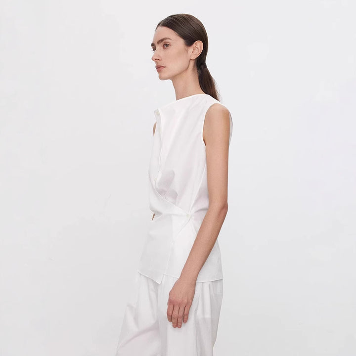 Chemisier sans manches élégant pour femme avec coupe asymétrique Chic & Stil