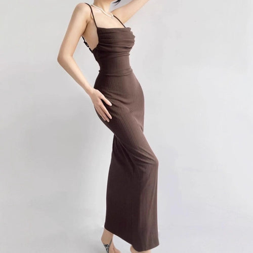 Women Elegant Maxi Dress with an Exceptional Draped Design and Thin Straps Amarae
