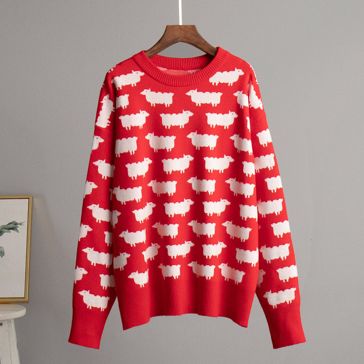 Ladies Knit Sweater with Sheep Patterns Lune London