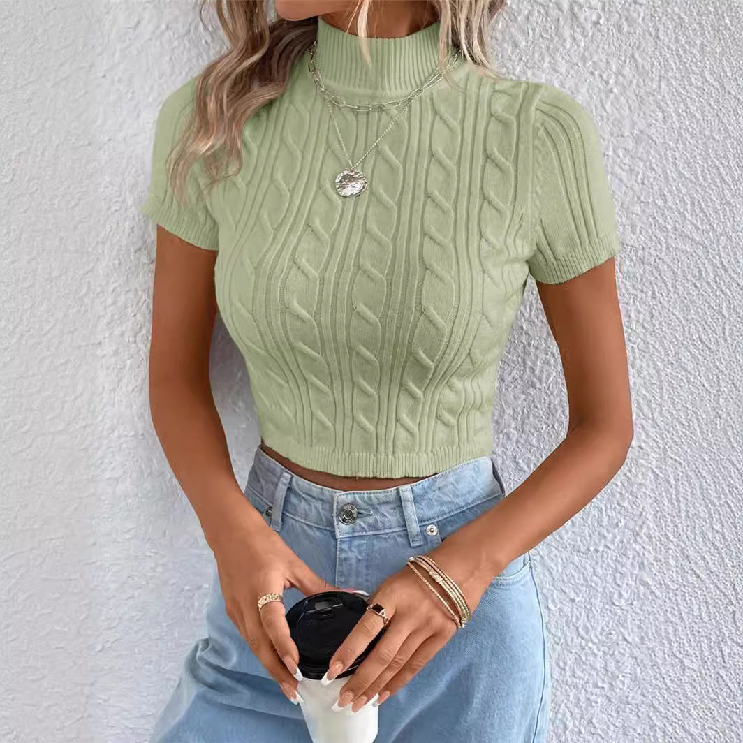 Women's knit top with high collar and textured pattern Lune London
