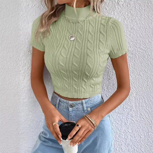 Women's knit top with high collar and textured pattern Amarae