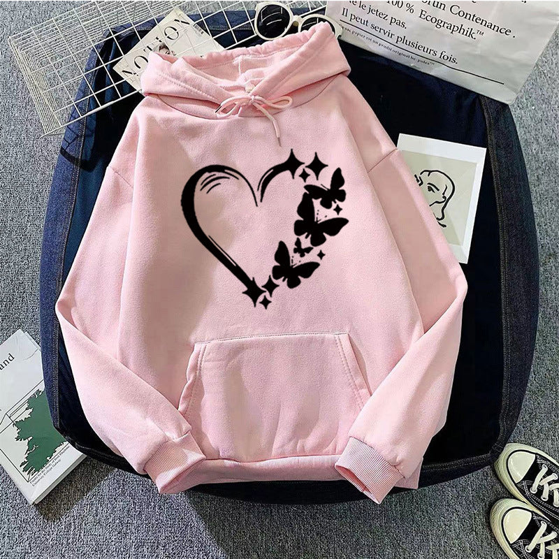 Women's hoodie with creative heart and butterfly design Chic & Stil
