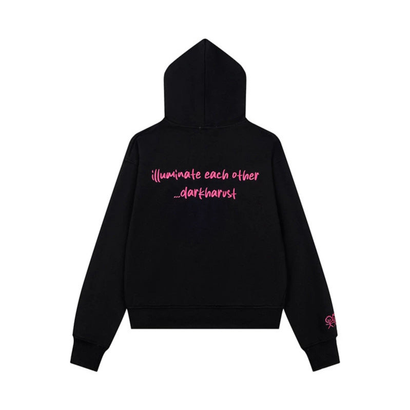Women's Hoodie Sweat Jacket with Oversized Zipper and Minimalist Embroidery Amarae