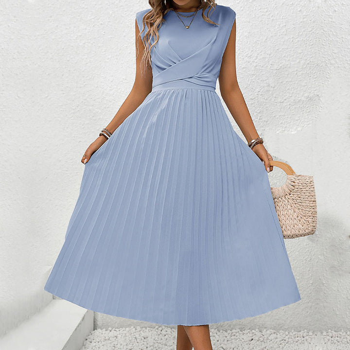 Robe maxi plissée pour femme avec décolleté élégant enroulé Chic & Stil