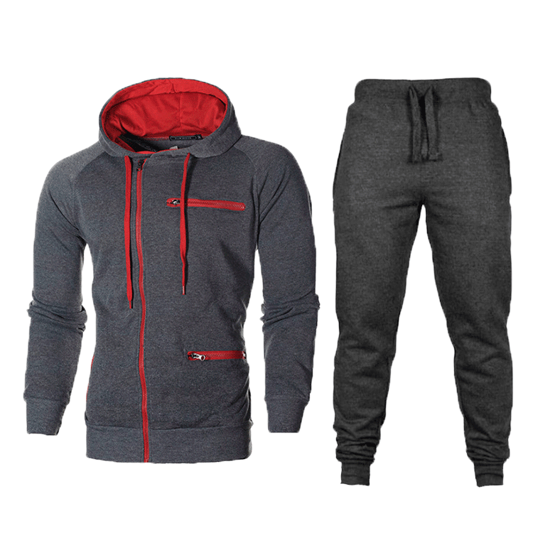 Men's athletic outfit hoodie and jogger pants with modern zippered pockets Lune London