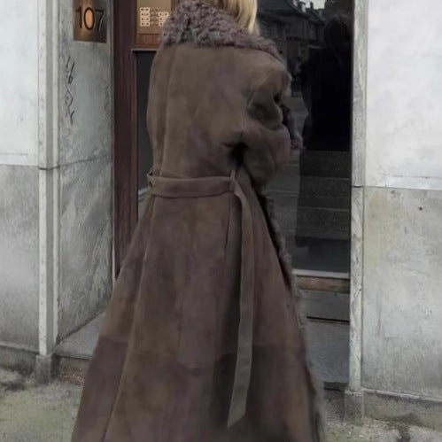 Ladies Long Teddy-Coat with Luxurious Fur Lune London