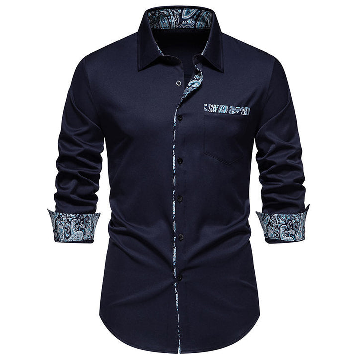 Lune London | Men's Long Sleeve Shirt with Fashionable Paisley Pattern on Collar and Cuffs