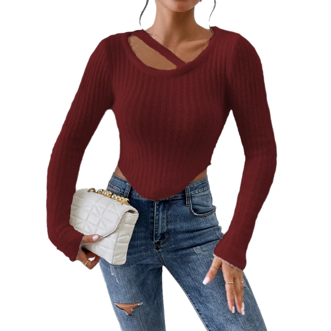 T-shirt en tricot pour femme avec épaule découverte et ourlet élastique Chic & Stil