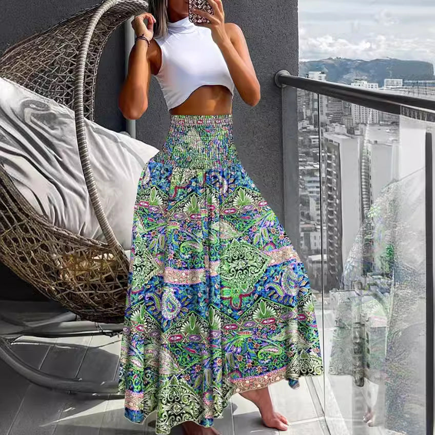 Boho maxi skirt for women with elastic waist Lune London