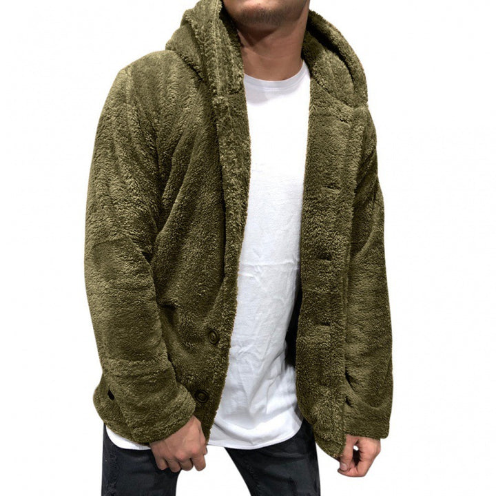 Men's fleece jacket with hood and button closure Lune London