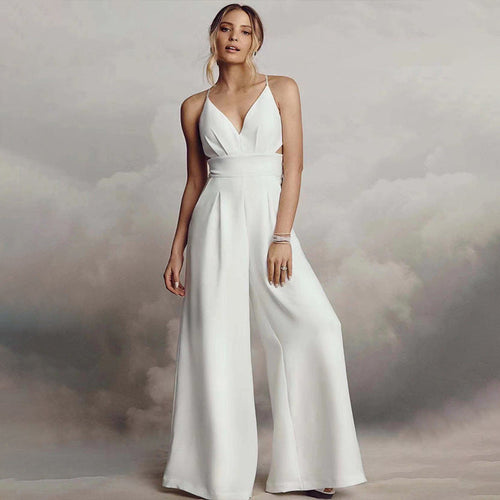 Women's Jumpsuit with Elegant V-Neck and Flowing Leg Amarae