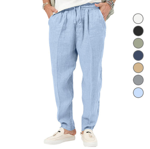 Light linen pants for men with elastic waist and practical pockets Amarae