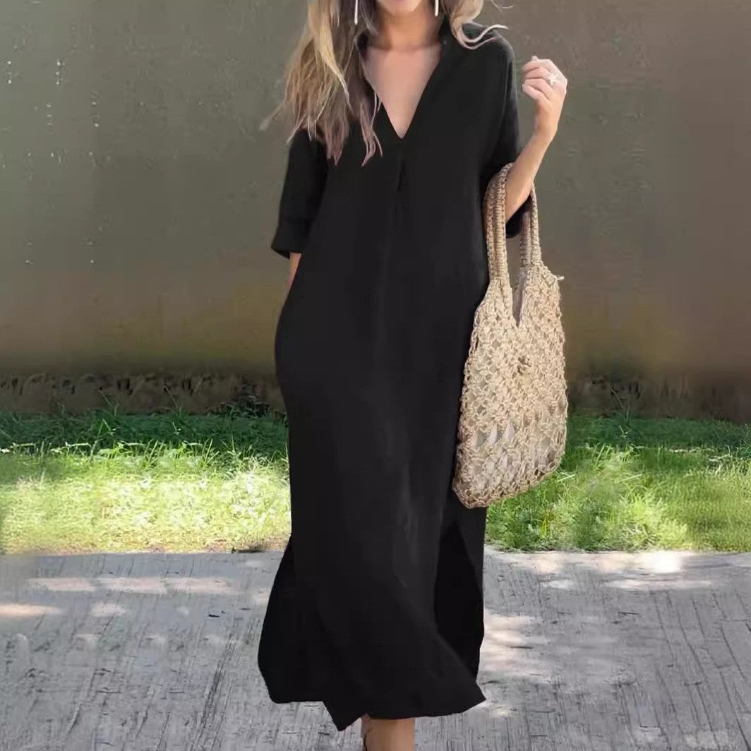 Hippie summer dress for women with V-neck and wide sleeves Lune London
