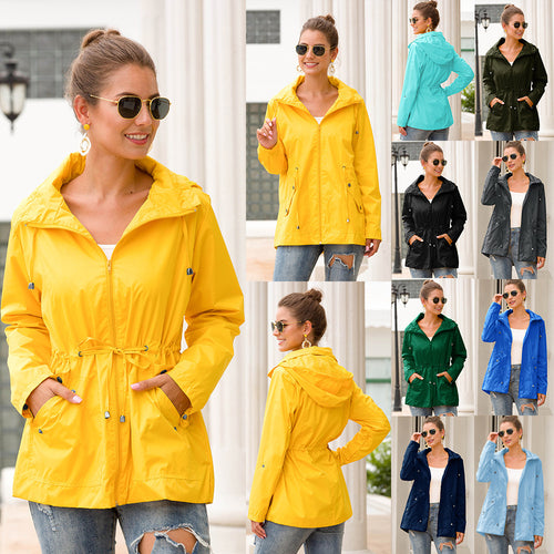 Lightweight transitional jacket for women with adjustable drawstring waist and practical pockets Amarae