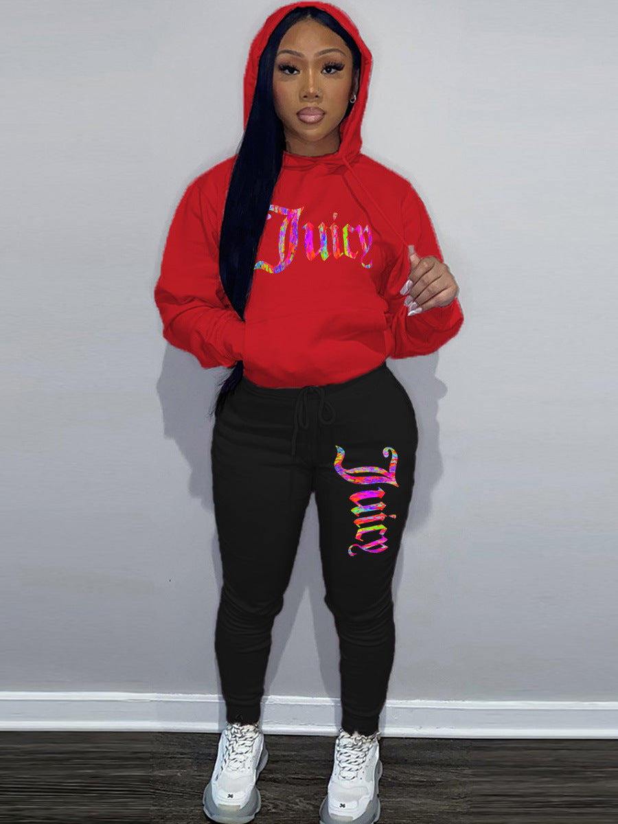 Women's sporty hoodie set and jogger pants with unique graphic print Lune London