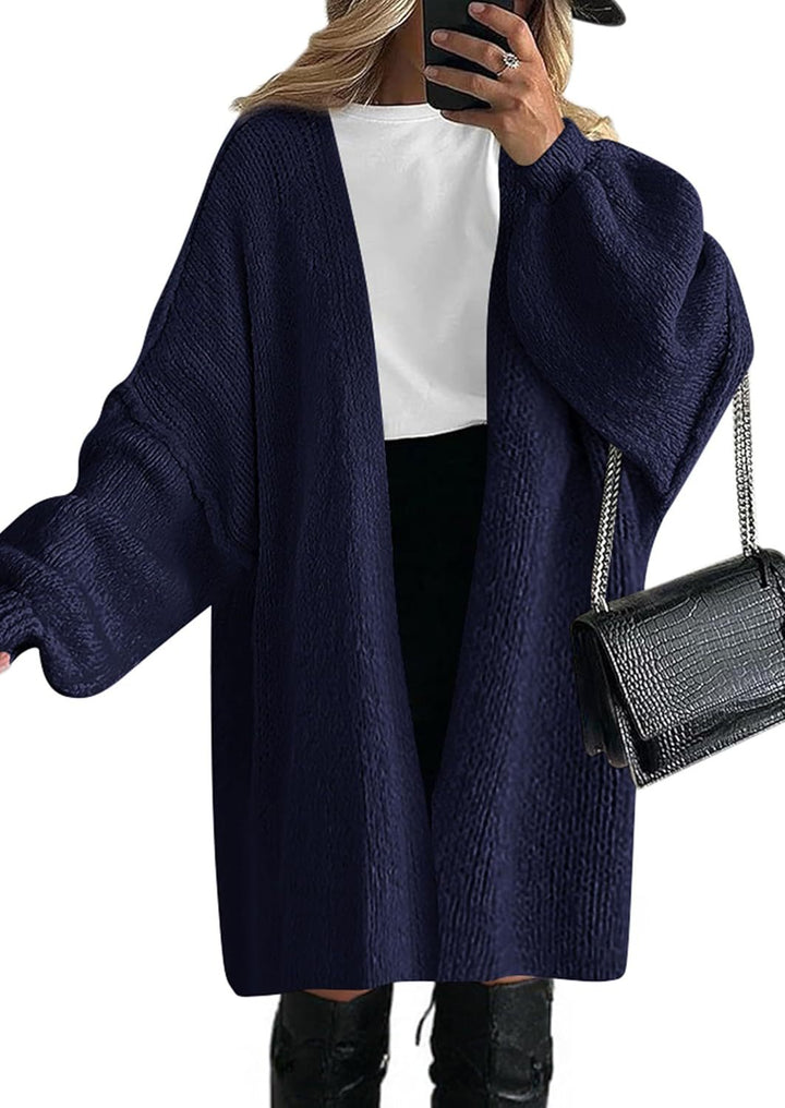 Oversized knitted coat for women with open front and long sleeves Lune London