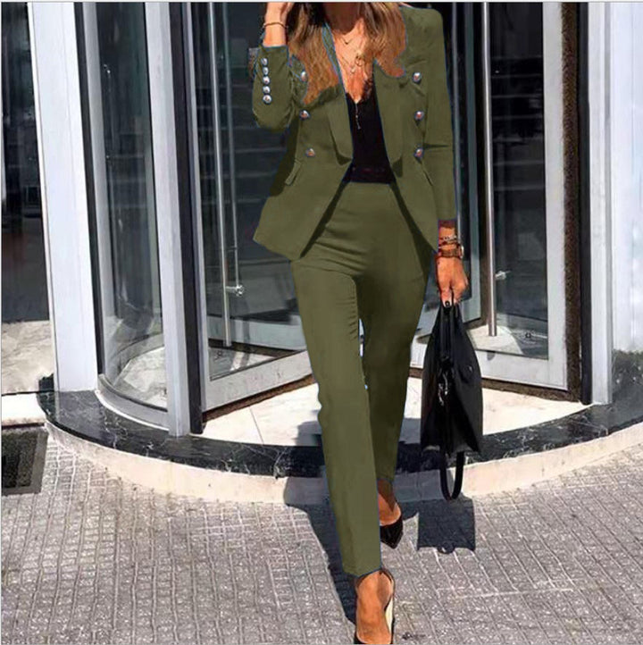 Ladies elegant blazer set with shiny buttons Lune London