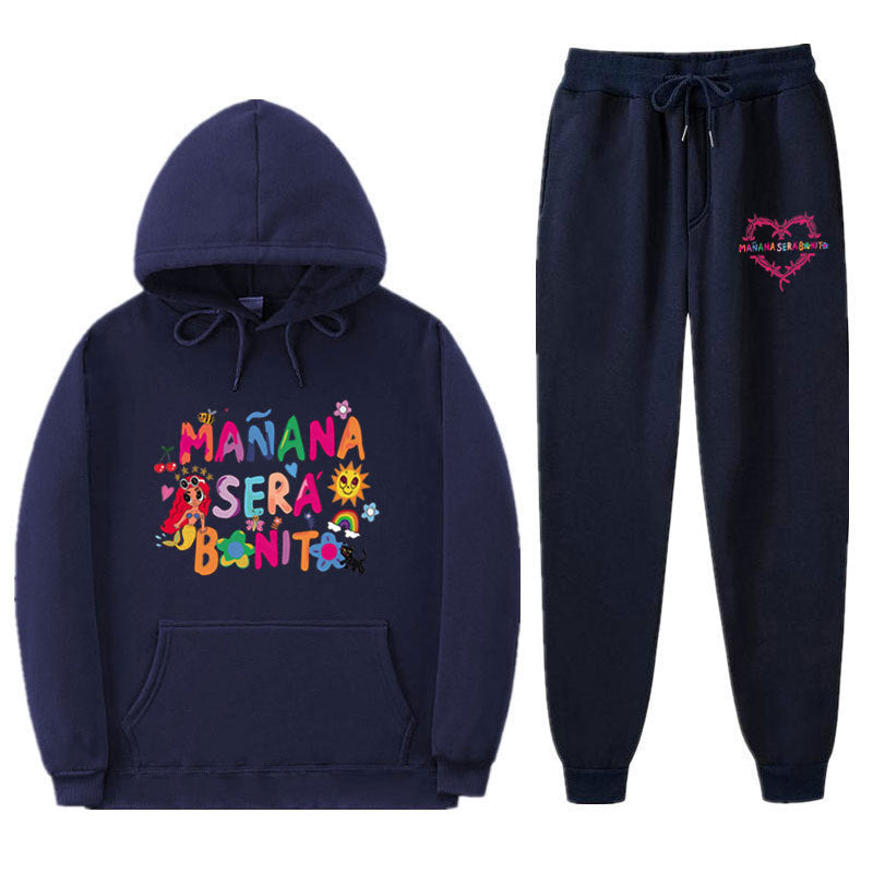 Women's Sweatshirt and Jogging Pants Set with Colorful Print Lune London