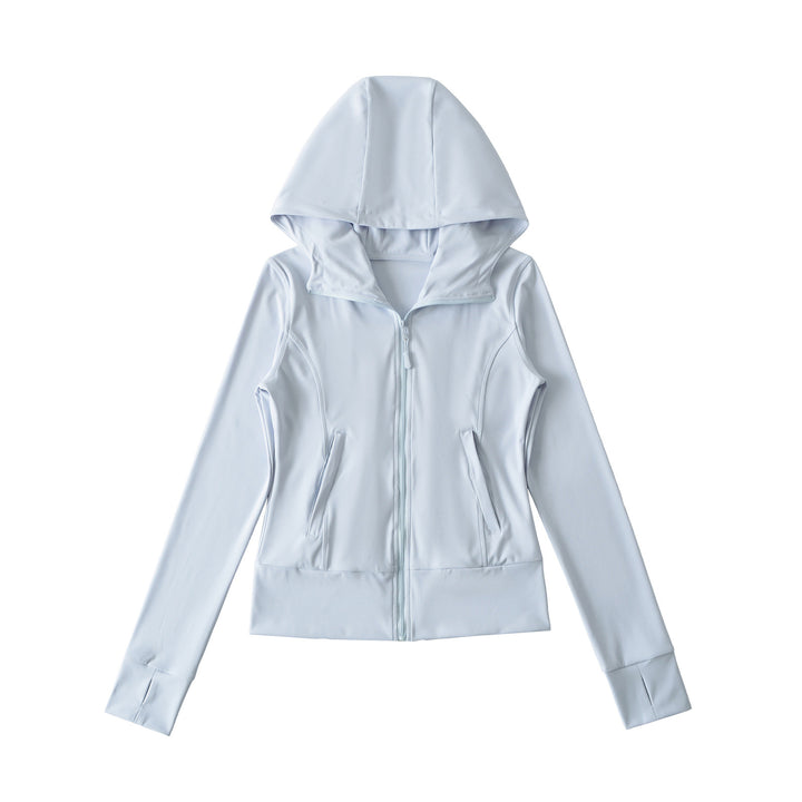 Women's Hooded Sports Jacket with Full Zip, Tailored Fit, and Integrated Zipper Pockets Amarae