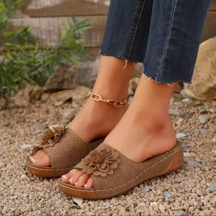 Lune London floral embellished slide sandals for women