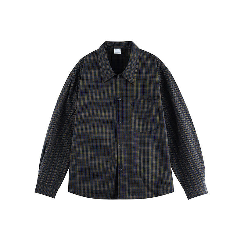 Unisex Boxy-checkered overshirt made of cotton blend with chest pocket and loose fit Amarae