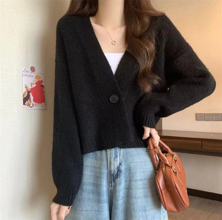 Cardigan féminin ample avec décolleté en V et grands boutons Chic & Stil