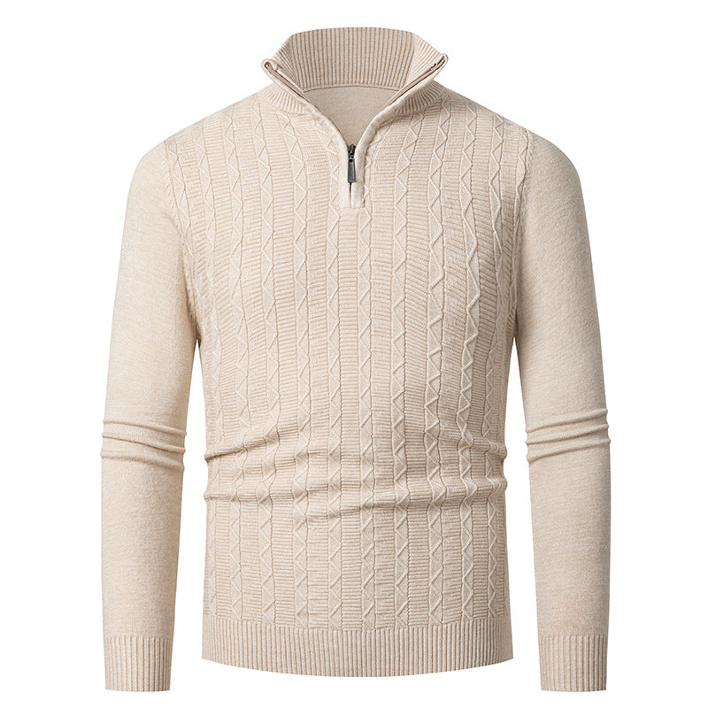 Knitted sweater for men with modern collar and zipper Lune London