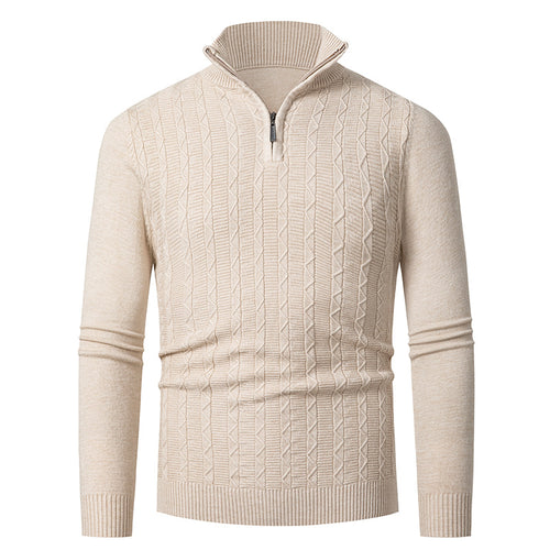 Knitted sweater for men with modern collar and zipper Amarae