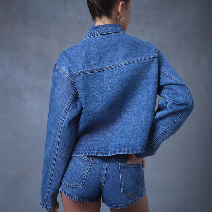 Women’s Modern Denim Blazer with Tied Belt Lune London