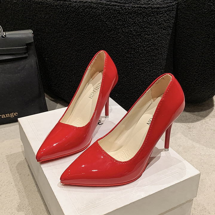 Elegant Ladies High Heels with Pointed Toe and Transparent Heel Lune London