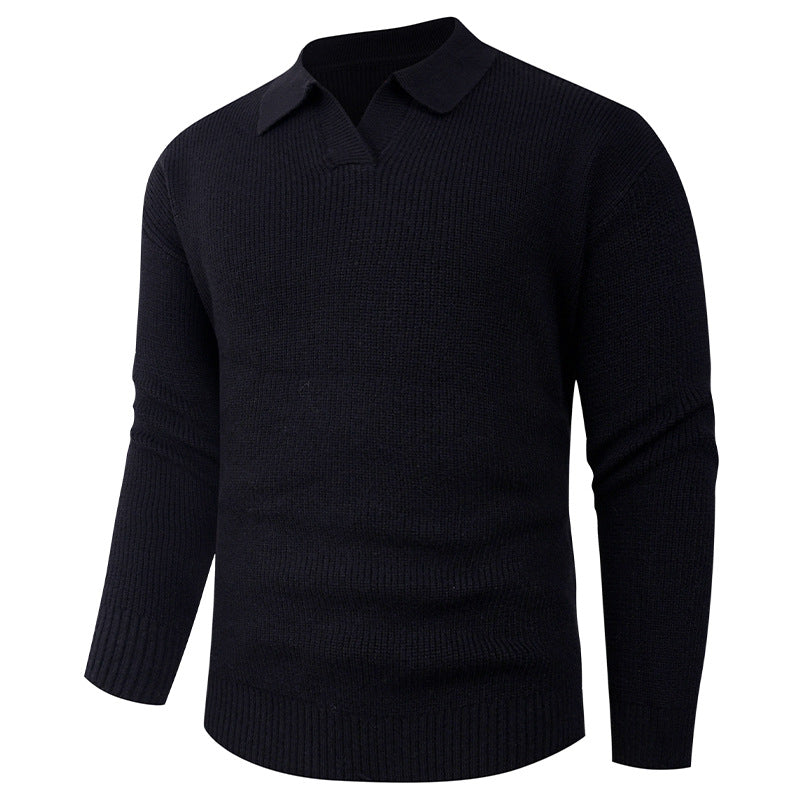 Men's knitted sweater with classic collar and textured look Lune London