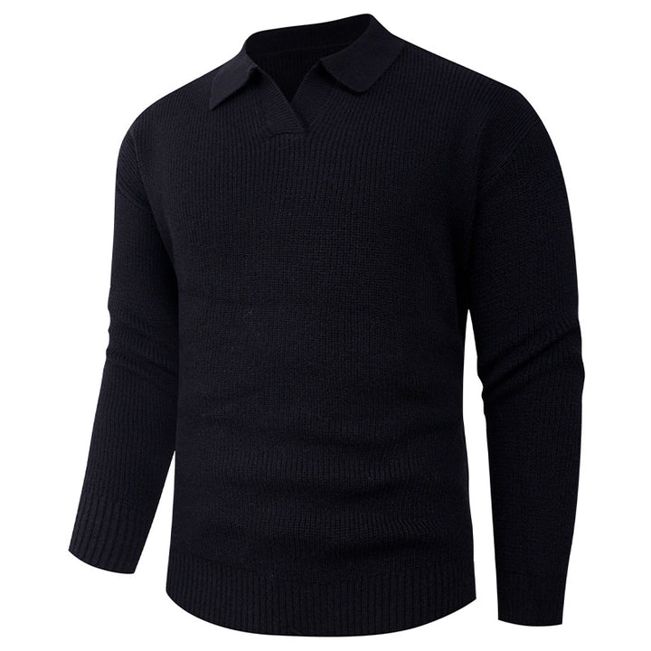 Men's knitted sweater with classic collar and textured look Lune London