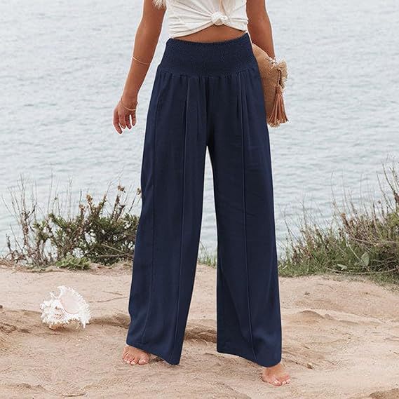 Elegant and wide Palazzo trousers for women with high waist and draping Lune London